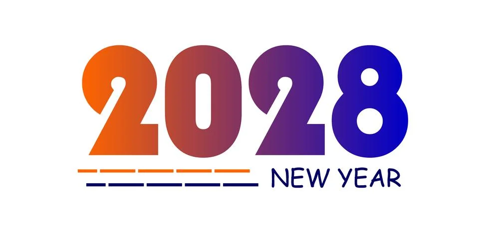 New year 2028 bold text, Happy new year 2028 illustration, 2028 calendar ye.. Illustrazione stock