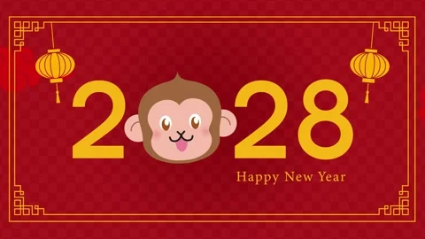 New Year 2028 funny numbers animation Stock Footage 346401415