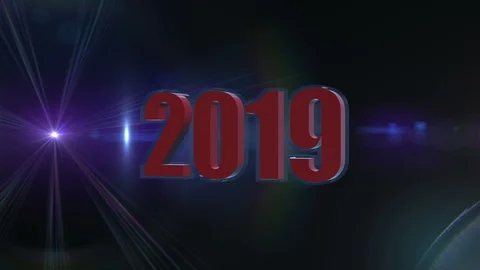 New year 3d 2019 backgrounds 4K red back blue Stock Footage 98078479