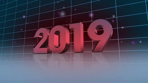 New year 3d 2019 backgrounds 4K blue and red Stock Footage 98624250