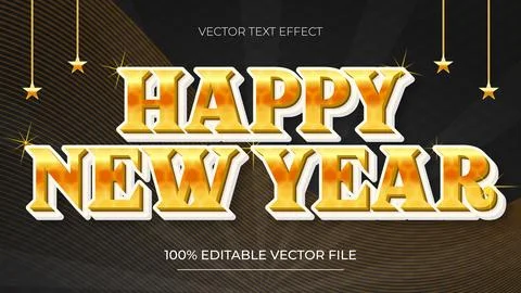 New year 3d gold text effect editable template design Stock Illustration