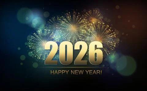New Year Abstract background with fireworks . For Calendar, poster design Stock Illustration