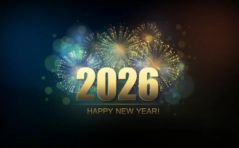 New Year Abstract background with fireworks . For Calendar, poster design Stock Illustration