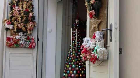 New Year accessories shop view from the street Stock Footage 285328602