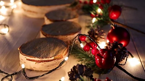 New Year and Christmas composition with light garland. New Year mood, Christmas Stock Footage 120529513