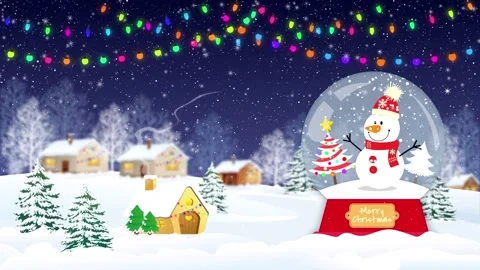 New year and christmas concept animation footage,snow globe with snowman Stock Footage