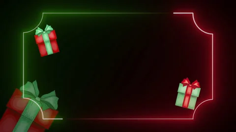 New Year and Christmas Frame Template. Loop Frame Design in Neon Led Lights. 動画素材 167867288