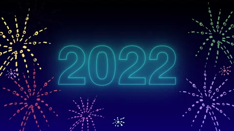New Year and Christmas Frame Template. Loop Frame Design in Neon Led Lights. 스톡 동영상 167870546