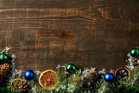 New Year and Christmas frame for text with a Christmas tree and colored Chris Stock Photos