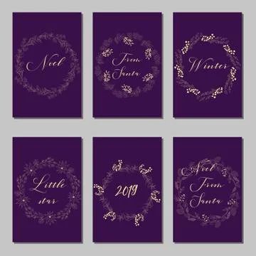 New Year and Merry Christmas decoration set. Stock Illustration