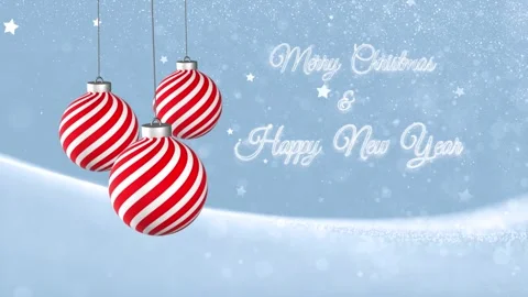 New year and xmas loop greetings with red baubles Stock Footage 324527545