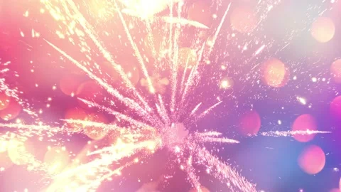 New Year Background with beautiful bokeh and Fireworks on background, Stock Footage 97706951