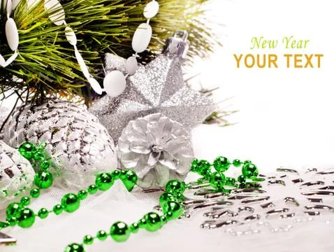 New year background with fur tree decorations Stock Illustration