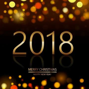 New Year background with glowing lights text on defocused background. Stock Illustration
