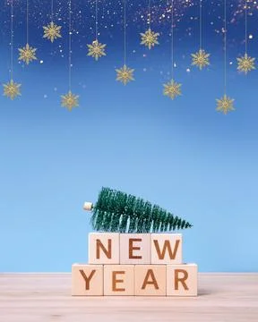 New Year background with green tree Stock Photos
