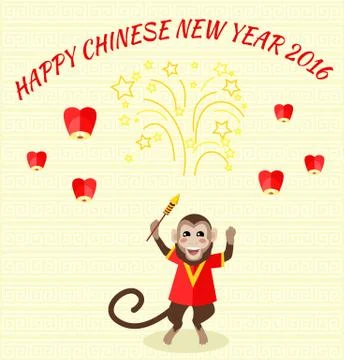 New Year Background with Monkey Stock Illustration