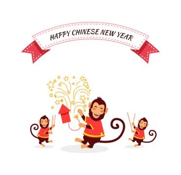 New Year Background with Monkey Stock Illustration