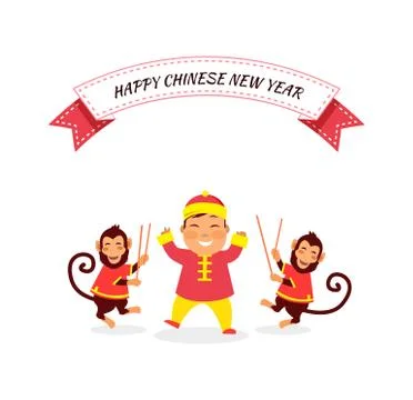 New Year Background with Monkey Stock Illustration