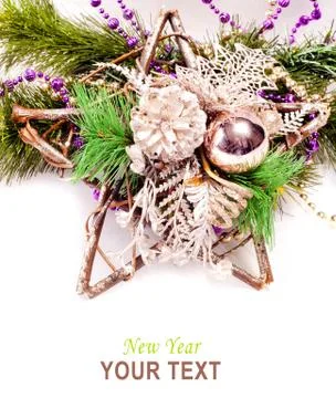 New year background with star decorations Stock Photos