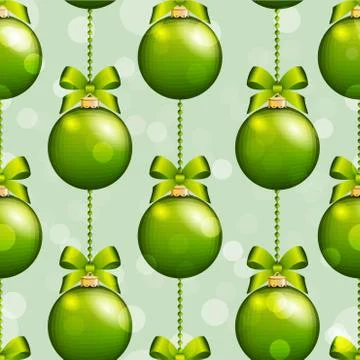 New year ball pattern. christmas wallpaper with bow and ribbon. 库存插图