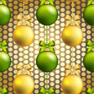 New year ball pattern. christmas wallpaper with bow and ribbon. イラスト素材