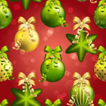 New year ball pattern. christmas wallpaper with bow and ribbon. イラスト素材