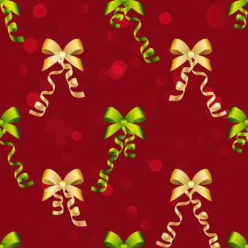 New year ball pattern. christmas wallpaper with bow and ribbon. 스톡 일러스트