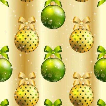 New year ball pattern. christmas wallpaper with bow and ribbon. Stockillustratie