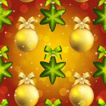 New year ball pattern. christmas wallpaper with bow and ribbon. Stockillustratie