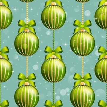 New year ball pattern. christmas wallpaper with bow and ribbon. Stock Illustration