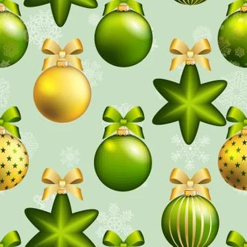 New year ball pattern. christmas wallpaper with bow and ribbon. Stockillustratie