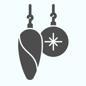 New year balls solid icon. Glass toys for fir-tree, wave and snowflake イラスト素材