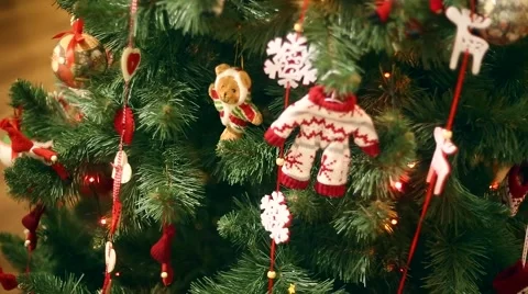 New Year, beautiful Christmas decorations on a background garlands blinking. Stock Footage 58672353