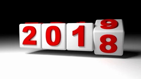 New year block rotating number on black background Stock Footage 99032135