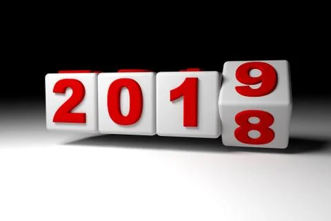 New year block rotating number on black background Stock Illustration