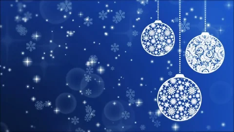 New Year blue background with balls, snowflakes and glowing particles Stock Footage 83189382