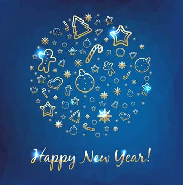 New Year Blue Poligonal Backdground Stock Illustration