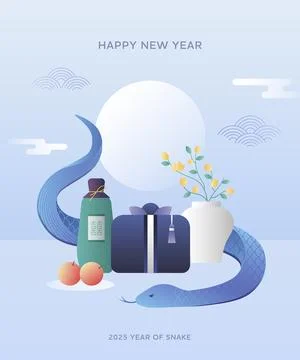 New year of Blue snake Illustrazione stock
