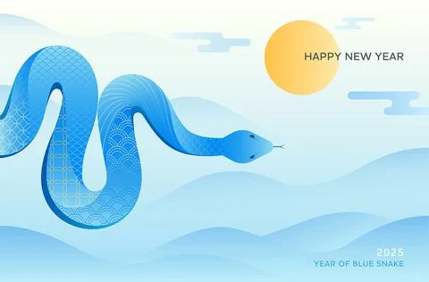 New year of Blue snake Illustrazione stock