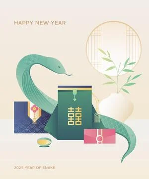 New year of Blue snake Illustrazione stock