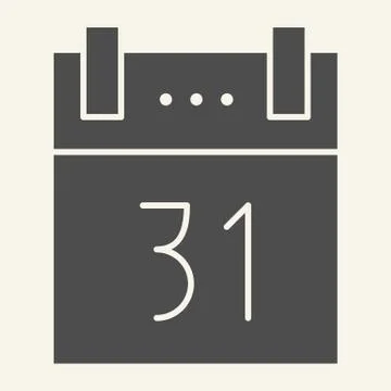 New Year calendar solid icon. Thirty first December in calendar page glyph style Stock Illustration