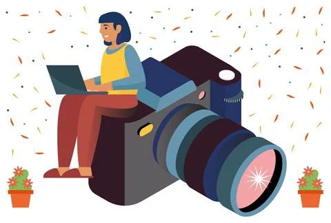 New Year Camera Concept Illustration Illustrazione stock