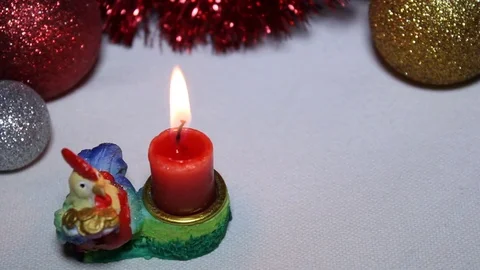 New Year. Candle. Red Rooster. Money Video stock 69849093