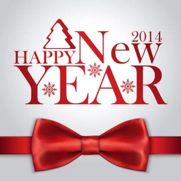 New year card with bow Stock Illustration