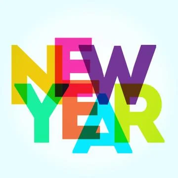 New Year card with the different colored big letters. Stock Illustration
