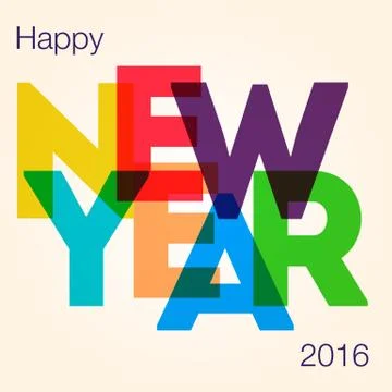 New Year card with the different colored big letters. Stock Illustration