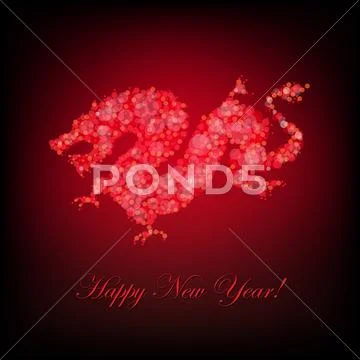 New year card with dragon Stock Illustration