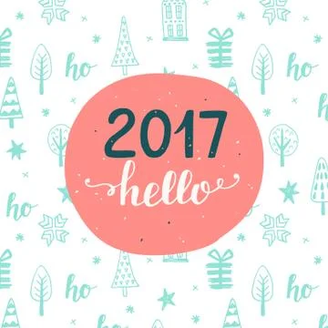 New Year card. Hello 2017. Stock Illustration