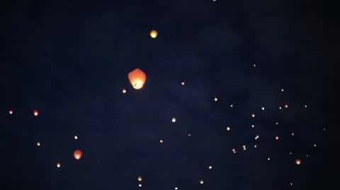 New year celebrating background sky lanterns Stock Footage