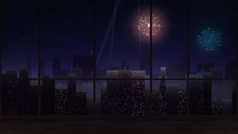 New Year celebration, 2027 text formed by glowing fireworks in the night sky Stock Footage 345375184
